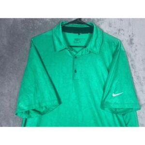 Nike Golf Mens Dri-FIT Standard Fit Polo Shirt Green Geometric Dot Size Large
